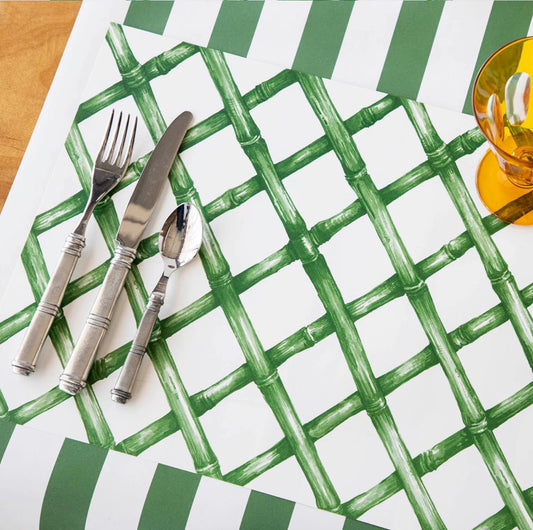 Green lattice placemats